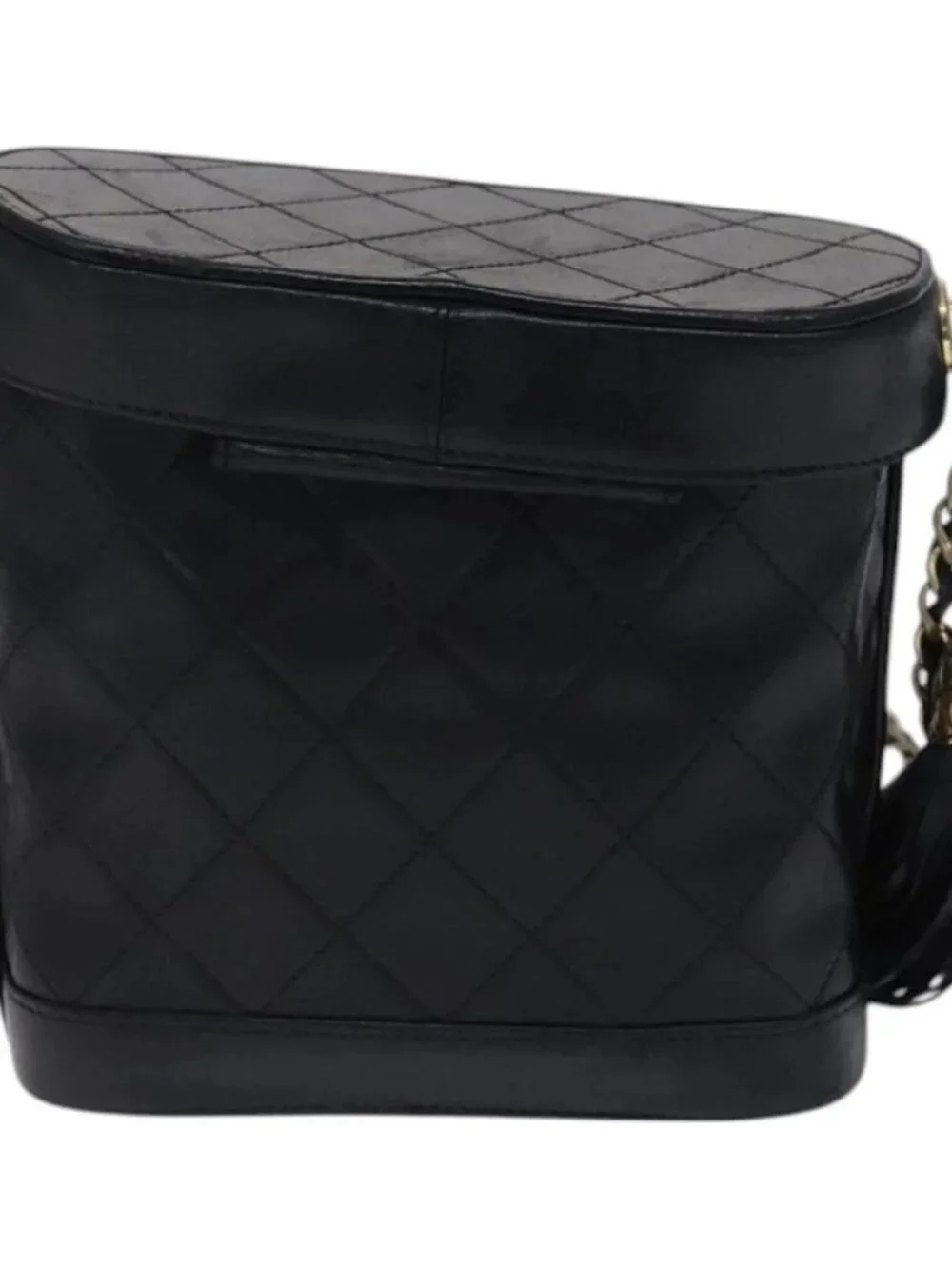 CHANEL Matelasse Chain Shoulder Bag Lamb Skin Black CC Auth bs23838